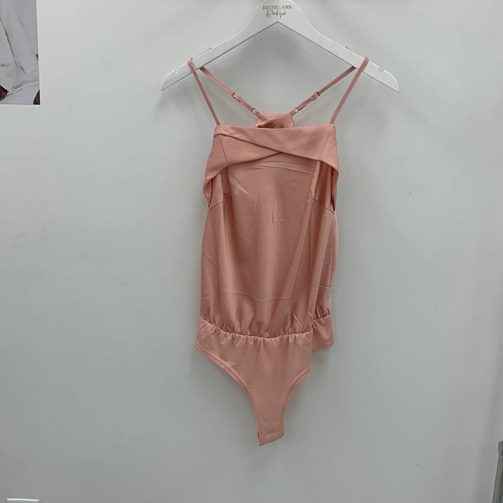 Peach silk bodysuit